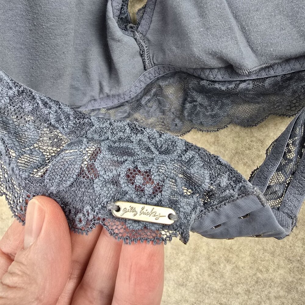 Gilly Hicks Lace Halter Bralette Gray Floral Lined Stretch - Picture 3 of 4
